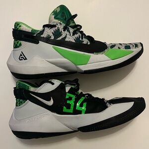 Nike Zoom Freak Basketball Sneakers - Black, Green, and White